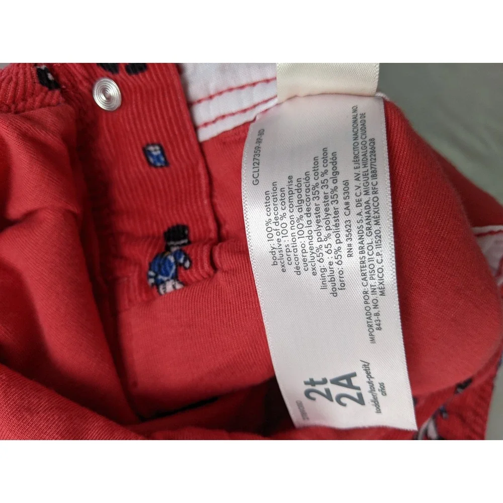 OshKosh Bgosh Vestbak Toy Soldier Red Corduroy Overalls 2T Kids Holiday